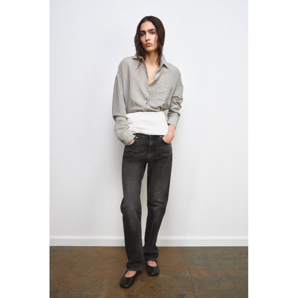 Zara ZW High Rise Slim Jeans Black Denim Pants 6840/046/800 Size 12 US NWT